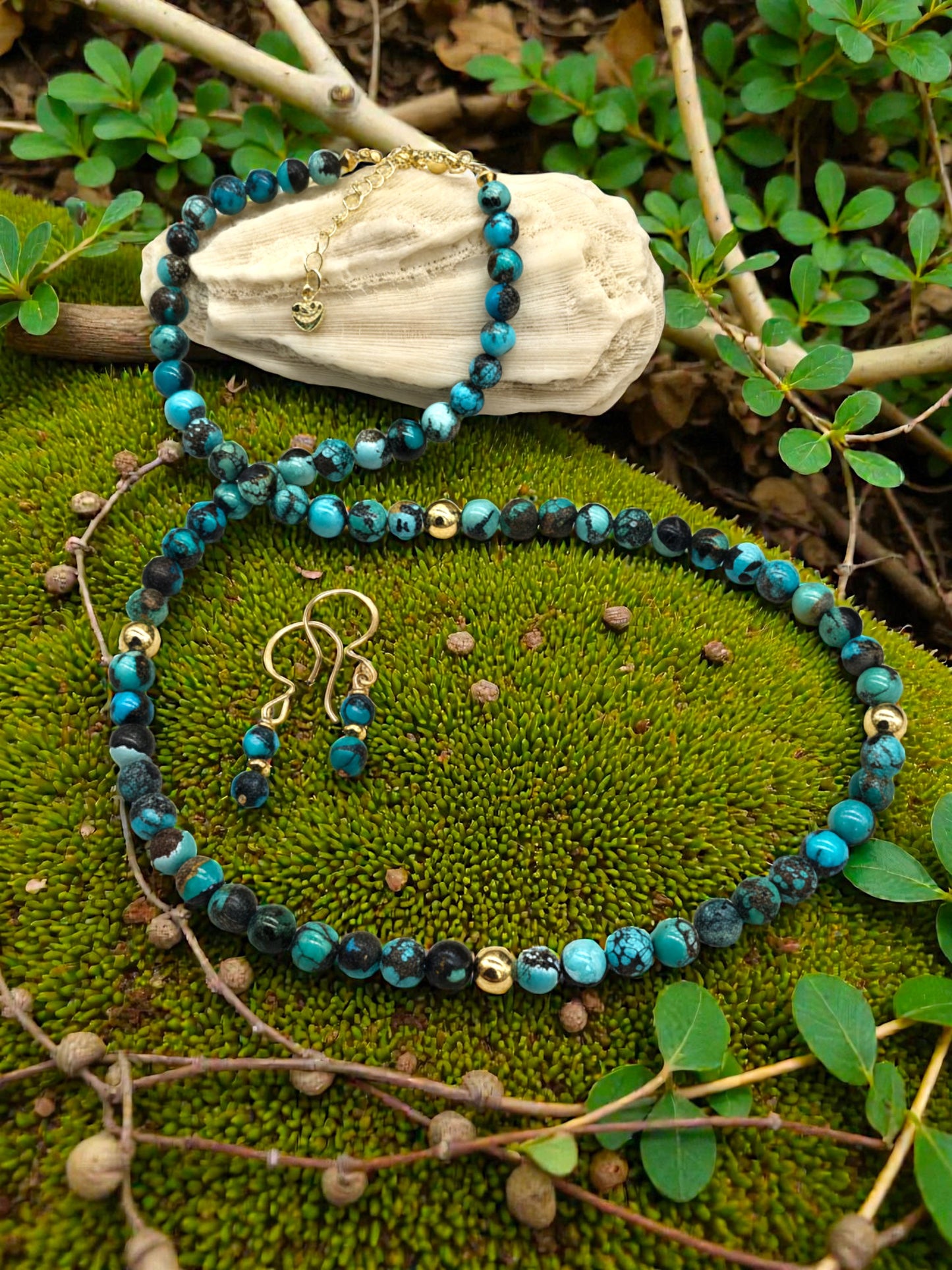 Reiki Healing Arizona Turquoise 14K Gold-Filled Necklace Set✨