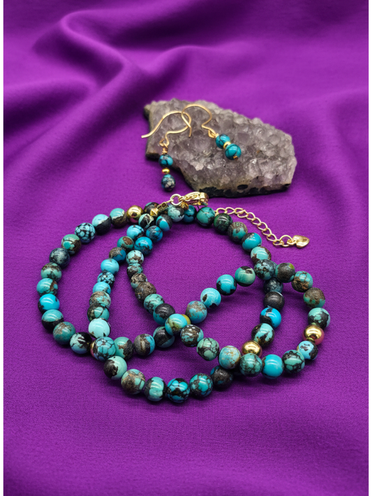 Reiki Healing Arizona Turquoise 14K Gold-Filled Necklace Set✨